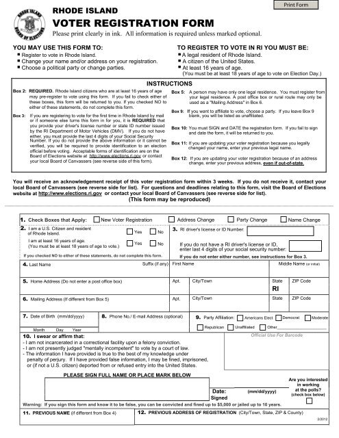 Rhode Island voter registration form - Long Distance Voter