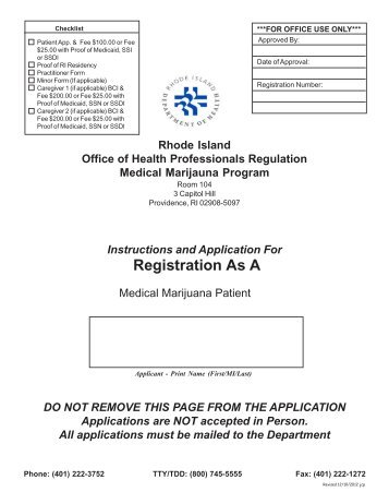 Registration As A - Rhode Island Department of Health - RI.gov