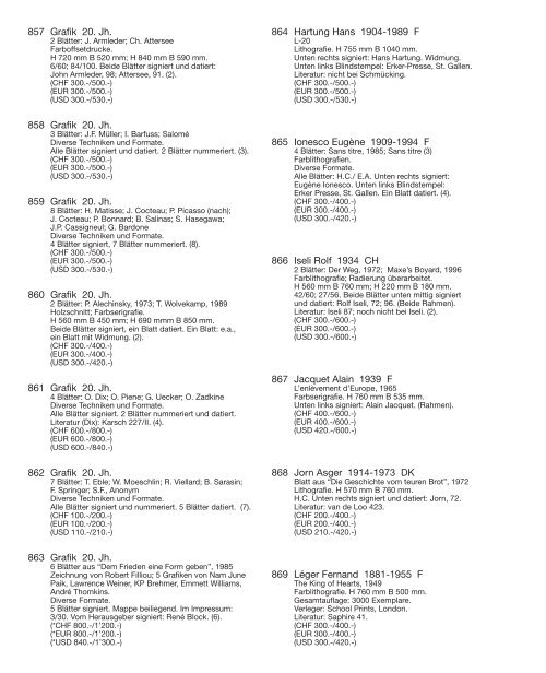 Kunst Auktion 22. - 23. Juni 2020, Germann Auktionshaus Zürich