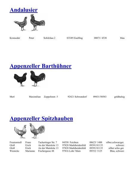 Zwerg Wyandotten - Landesverband Bayern