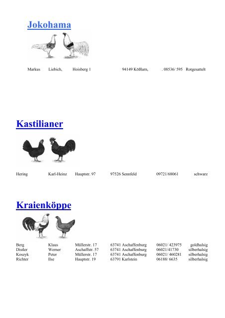 Zwerg Wyandotten - Landesverband Bayern