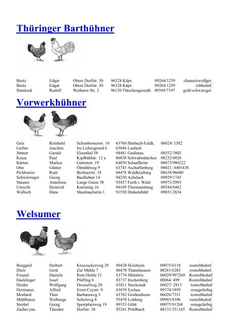 Zwerg Wyandotten - Landesverband Bayern