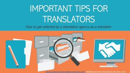 IMPORTANT TIPS FOR TRANSLATORS