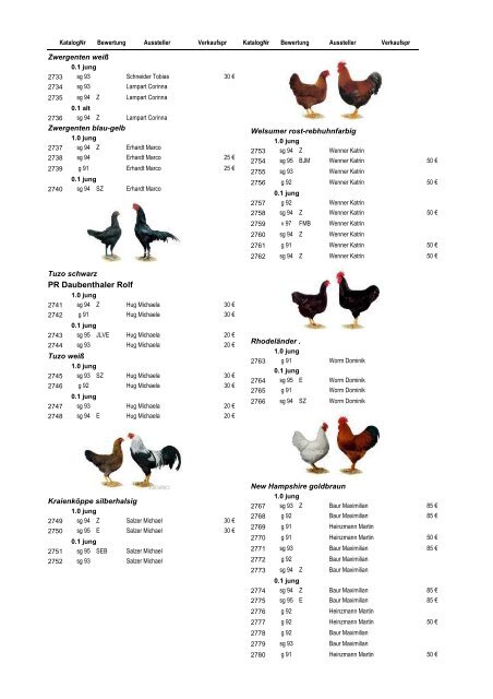 Katalog LV-Schau 2008 Einzeltiere - Mayer Eugen