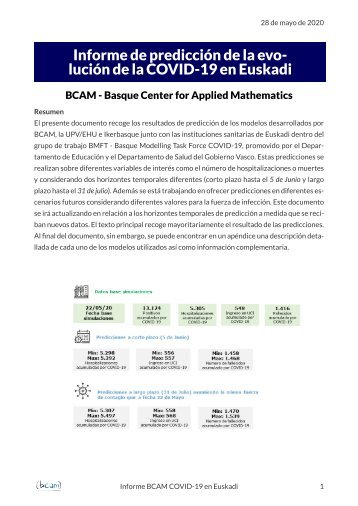 Informe de predicción de la evolución de la COVID-19 en Euskadi | 28 de mayo de 2020