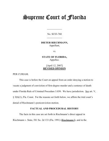 Riechmann v. State - Florida Supreme Court