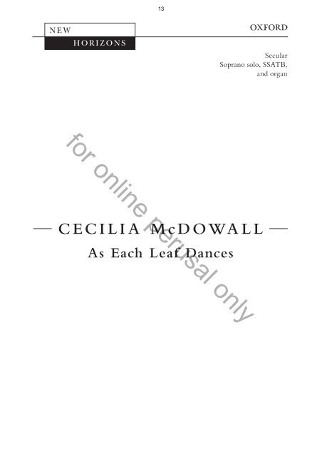 Cecilia McDowall - Mixed Voices Secular Choral Sampler