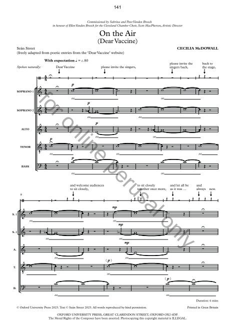 Cecilia McDowall - Mixed Voices Secular Choral Sampler