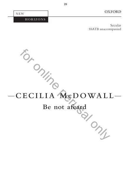 Cecilia McDowall - Mixed Voices Secular Choral Sampler