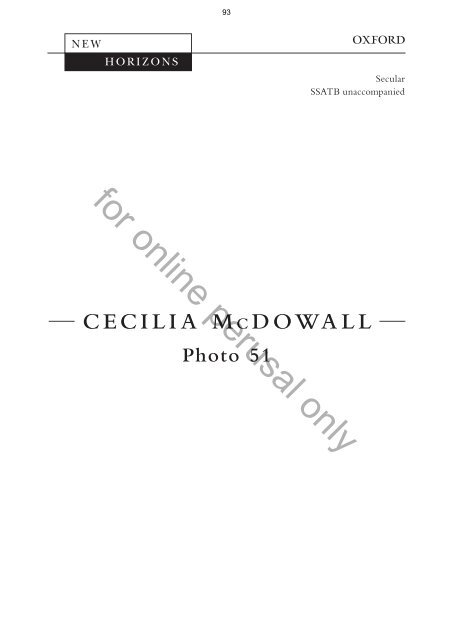 Cecilia McDowall - Mixed Voices Secular Choral Sampler