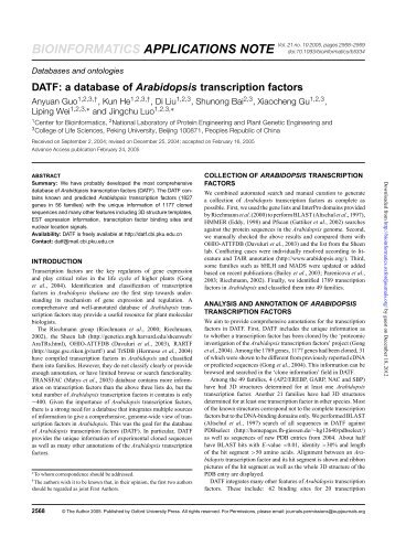 DATF: a database of Arabidopsis transcription factors - Bioinformatics