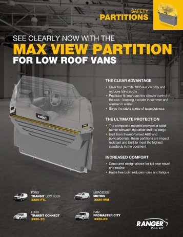 Ranger Design Max View Clear Van Partition Brochure