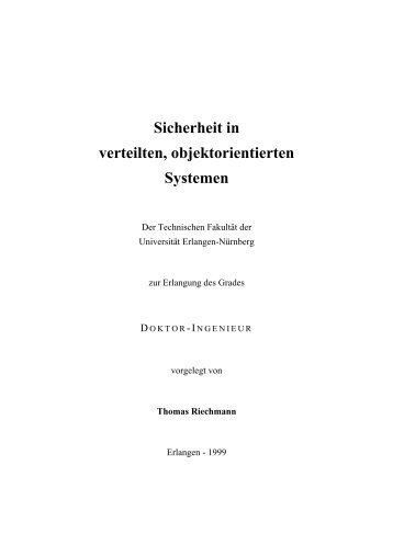 Sicherheit in verteilten, objektorientierten Systemen - Friedrich ...