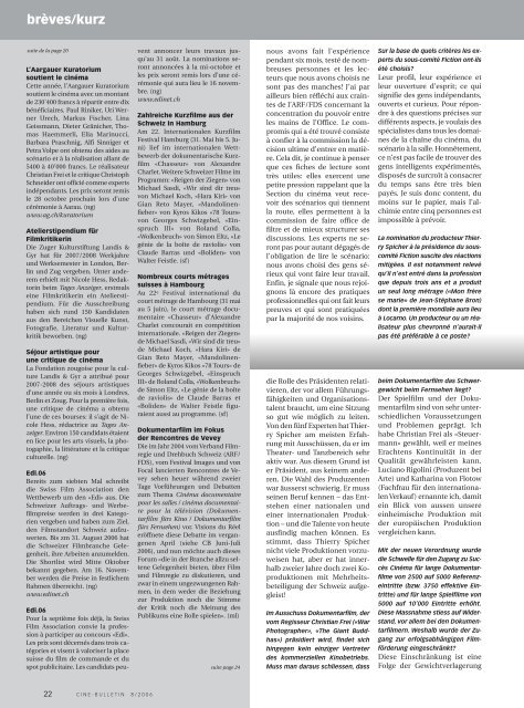 brèves/kurz - Cine-Bulletin