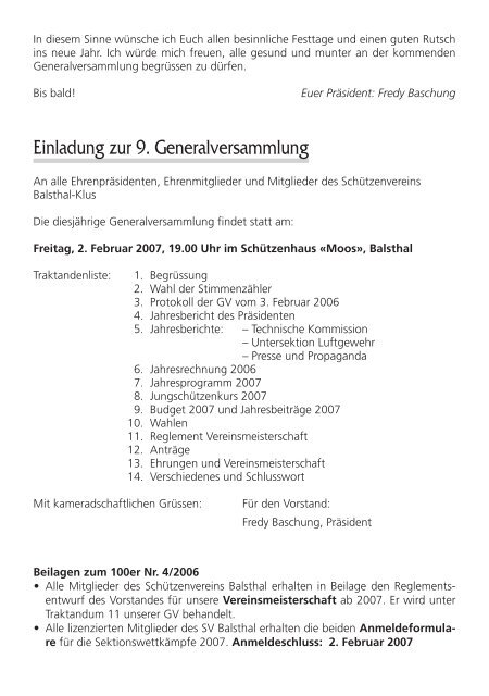 Wir wünschen Dir… - Schützenverein Balsthal-Klus