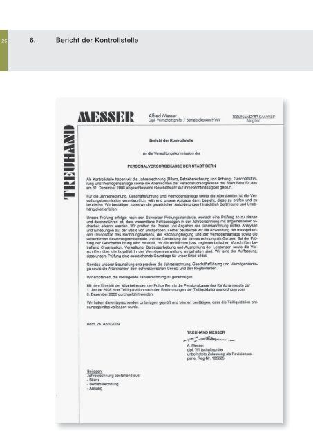 Geschäftsbericht 2008 - Personalvorsorgekasse der Stadt Bern