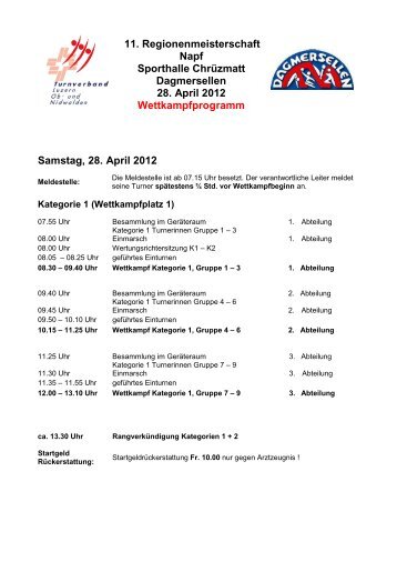 11. Regionenmeisterschaft Napf Sporthalle Chrüzmatt ...