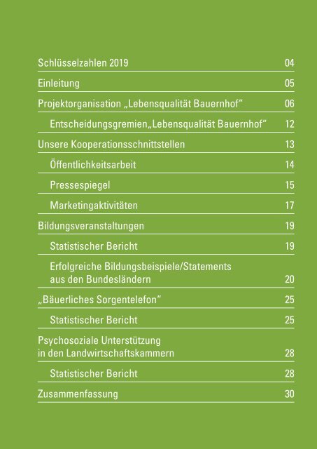 Lebensqualität Bauernhof Jahresbericht 2019