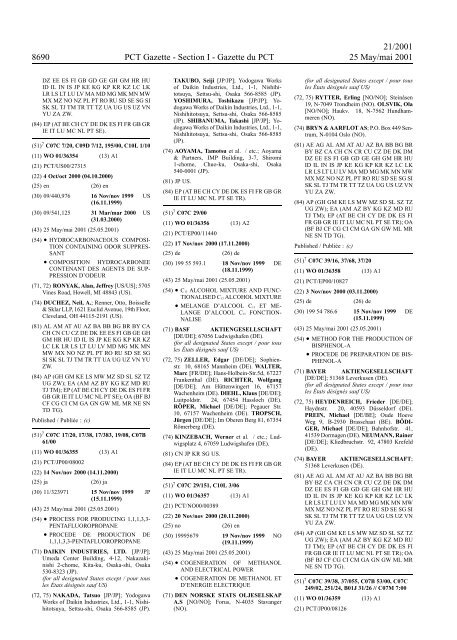 PCT/2001/21 : PCT Gazette, Weekly Issue No. 21, 2001 - WIPO