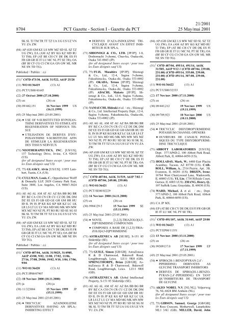 PCT/2001/21 : PCT Gazette, Weekly Issue No. 21, 2001 - WIPO