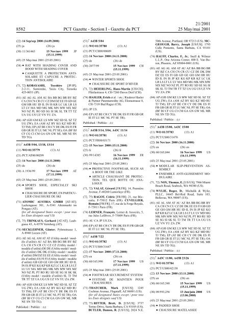 PCT/2001/21 : PCT Gazette, Weekly Issue No. 21, 2001 - WIPO