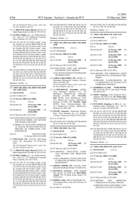 PCT/2001/21 : PCT Gazette, Weekly Issue No. 21, 2001 - WIPO