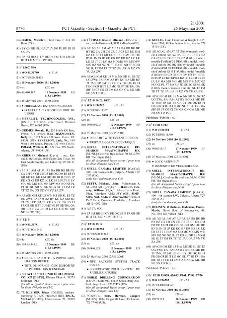 PCT/2001/21 : PCT Gazette, Weekly Issue No. 21, 2001 - WIPO