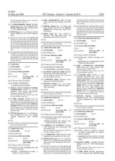 PCT/2001/21 : PCT Gazette, Weekly Issue No. 21, 2001 - WIPO