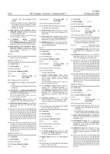 PCT/2001/21 : PCT Gazette, Weekly Issue No. 21, 2001 - WIPO