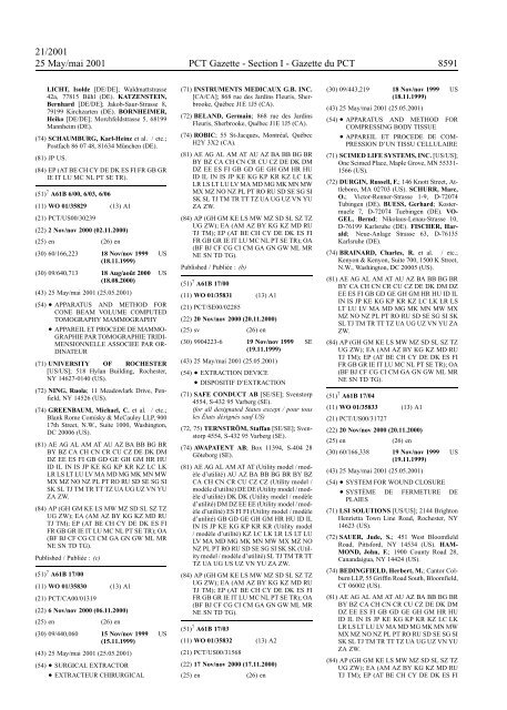 PCT/2001/21 : PCT Gazette, Weekly Issue No. 21, 2001 - WIPO