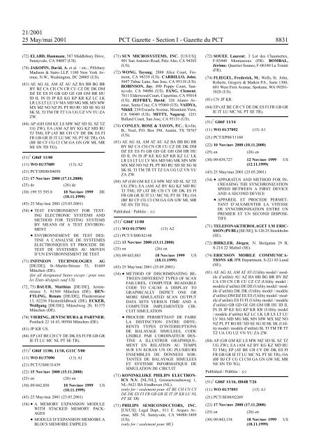 PCT/2001/21 : PCT Gazette, Weekly Issue No. 21, 2001 - WIPO