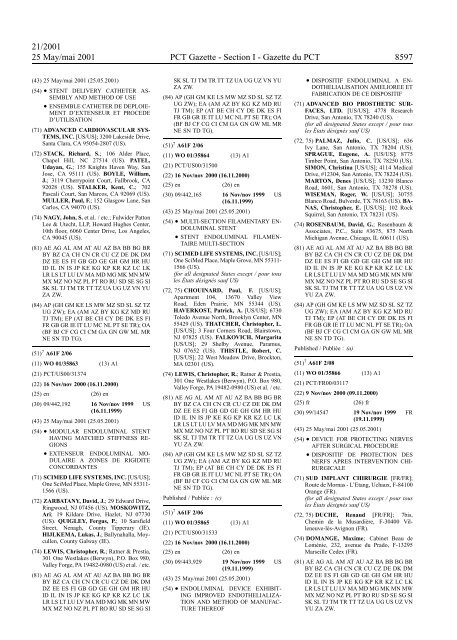 PCT/2001/21 : PCT Gazette, Weekly Issue No. 21, 2001 - WIPO