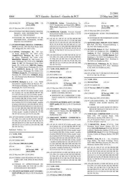 PCT/2001/21 : PCT Gazette, Weekly Issue No. 21, 2001 - WIPO