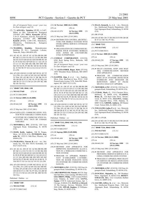 PCT/2001/21 : PCT Gazette, Weekly Issue No. 21, 2001 - WIPO