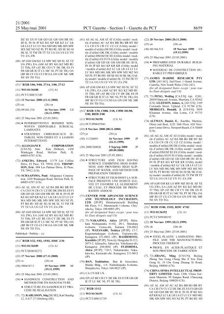 PCT/2001/21 : PCT Gazette, Weekly Issue No. 21, 2001 - WIPO