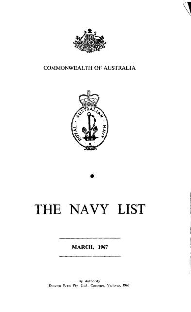 THE NAVY LIST - Royal Australian Navy