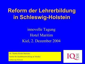 Reform der Lehrerbildung in Schleswig-Holstein - innovelle-bs