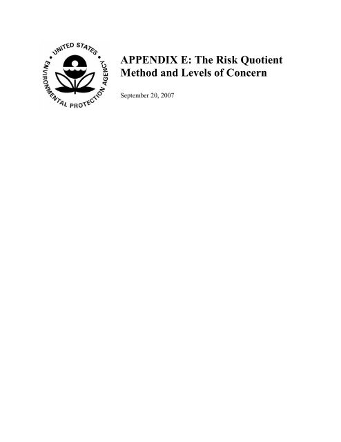 Appendix F - US Environmental Protection Agency