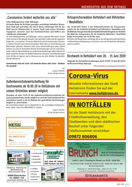 Monatsblatt Heilsbronn - Juni 2020