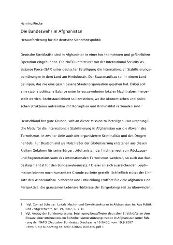 Die Bundeswehr in Afghanistan - Reader Sicherheitspolitik