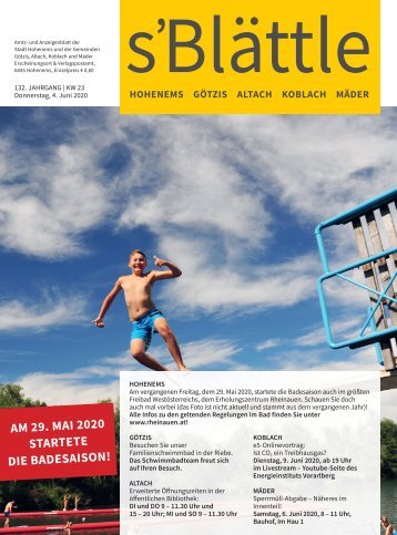 s'Blättle Nr. 23 - Do, 4. Juni 2020