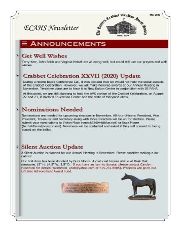 ECAHS May 2020 Newsletter