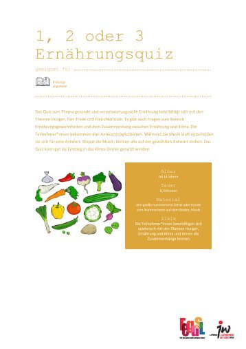 1, 2 oder 3 Ernärhungsquiz