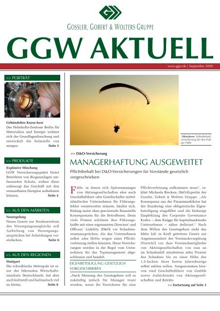 ggw aktuell - Gossler, Gobert & Wolters Gruppe
