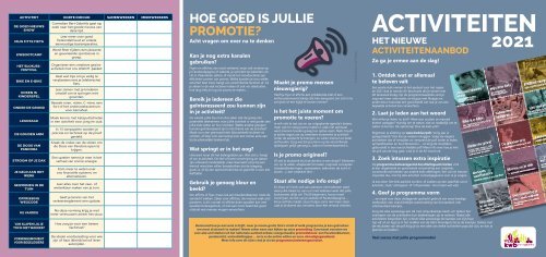 Activiteitenaanbod kwb - kalender & onderlegger