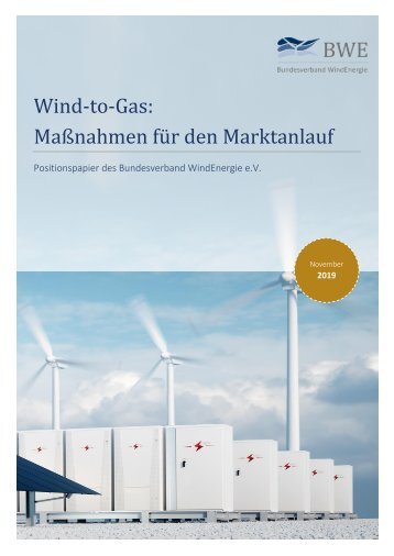 BWE-Positionspapier Wind-to-Gas: Maßnahmen für den Marktanlauf