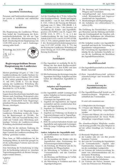 Wittenberger Bautage Inhaltsverzeichnis - Landkreis Wittenberg