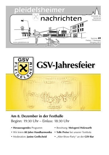 GSV-Jahresfeier - Gemeinde Pleidelsheim
