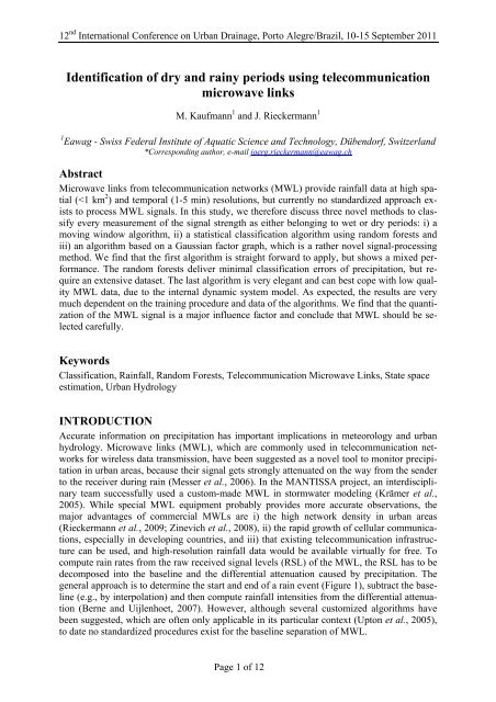 Identification of dry and rainy periods using telecommunication ...