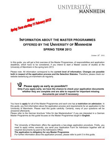 information about the master programmes offered by the university ...